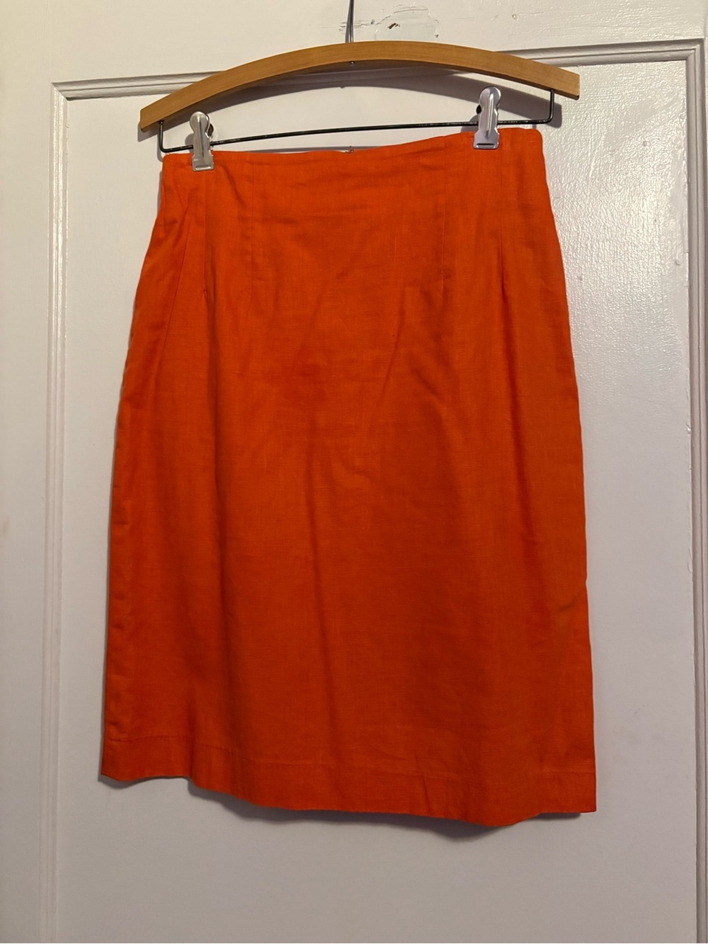 Adolfo Linen Bright Orange Pencil Skirt